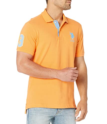U.S. Polo Assn. Herren Poloshirt Kurzarm mit Applikation, Orange (Blazin Orange), Klein von U.S. POLO ASSN.