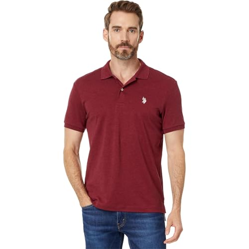 U.S. Polo Assn. Herren Slim Fit Interlock Polo, Wine Valley Heather, L von U.S. Polo Assn.