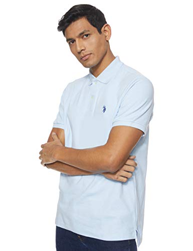 U.S. Polo Assn. Herren Solid Interlock Polo Shirt Polohemd, Tahoe Blue Heather, Groß von U.S. Polo Assn.