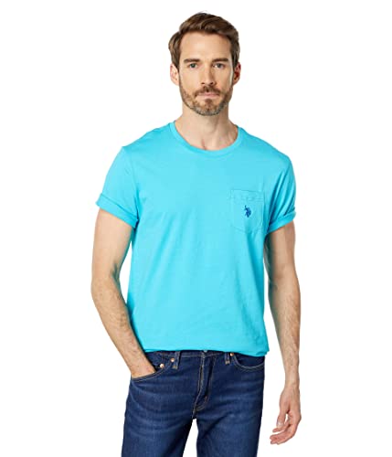 U.S. Polo Assn. Herren T-Shirt mit Rundhalsausschnitt und Tasche, Farbgruppe 2 von 2, Blau - Scuba Blue, Klein von U.S. POLO ASSN.