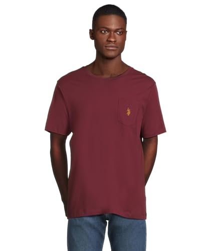 U.S. Polo Assn. Herren-T-Shirt mit Rundhalsausschnitt und Tasche (Farbgruppe 2 von 2), Kastanienbraun, Mittel von U.S. POLO ASSN.