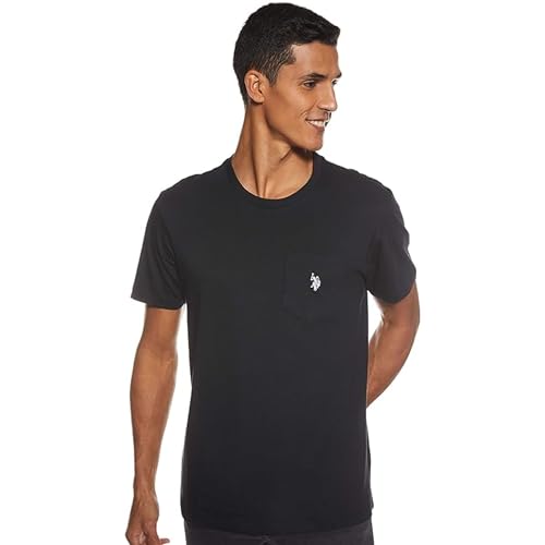 U.S. Polo Assn. Herren T-Shirt mit Rundhalsausschnitt und Taschen (Farbgruppe 2 von 2), schwarz, Groß von U.S. Polo Assn.