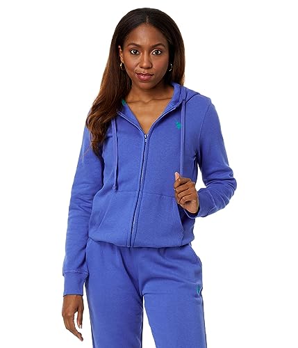 U.S. Polo Assn. Kapuzenpullover mit durchgehendem Reißverschluss und Pony, Blau (Dazzling Blue), M von U.S. POLO ASSN.