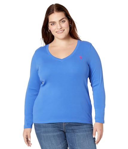 U.S. Polo Assn. Kinder T-Shirt mit V-Ausschnitt, gerippt - Blau - Mittel von U.S. Polo Assn.