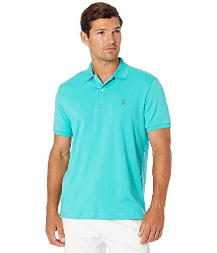 U.S. Polo Assn. Men's Solid Interlock Short-Sleeve Polo Shirt, Pool Green, Large von U.S. Polo Assn.