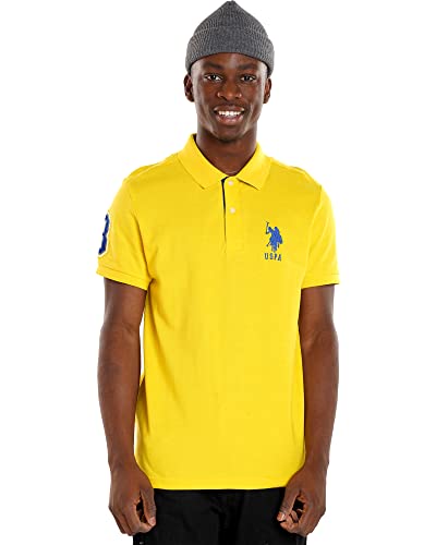 U.S. Polo Assn. Slim Fit Big Horse Polo with Stripe Collar Cyber Yellow 2XL von U.S. POLO ASSN.