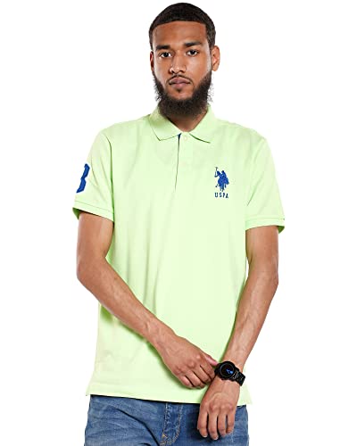 U.S. Polo Assn. Slim Fit Big Horse Polo with Stripe Collar Paradise Mint LG von U.S. POLO ASSN.