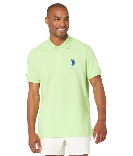 U.S. Polo Assn. Slim Fit Big Horse Polo with Stripe Collar Paradise Mint LG von U.S. Polo Assn.