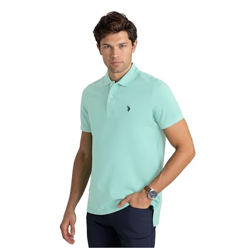 U.S. Polo Assn. Solid Cotton Pique Polo with Small Pony Aqua Light MD von U.S. POLO ASSN.