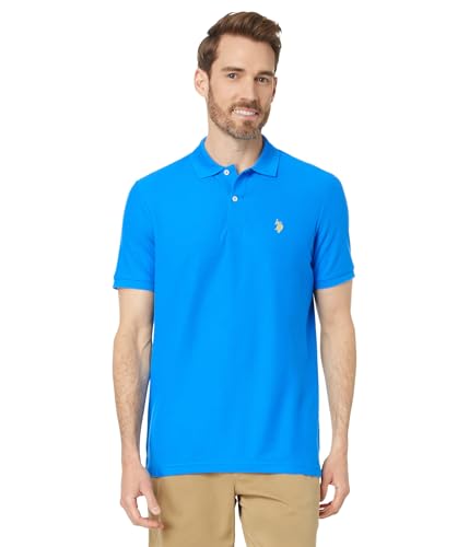 U.S. Polo Assn. Ultimate Pique Poloshirt für Herren, mit ikonischem Logo, Freizeit- und Sportbekleidung, Super Sonic Blue, Groß von U.S. POLO ASSN.