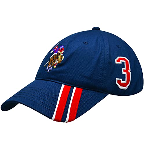 U.S. Polo Assn. Unisex Erwachsene Verstellbare Baseballkappe Polo Pferd Streifen Dad Hat, navy, Einheitsgröße von U.S. Polo Assn.