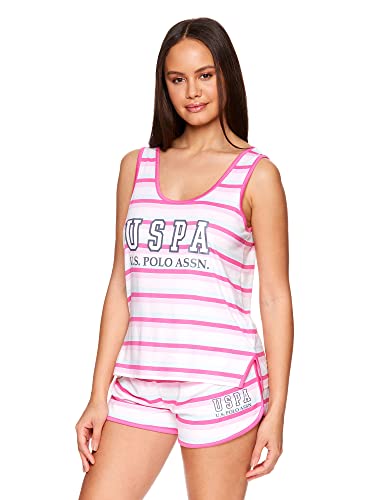 U.S. Polo Assn. Womens 2 Piece Logo Racerback Tank Shorts Pajama Sleepwear Set (White, Medium) von U.S. POLO ASSN.