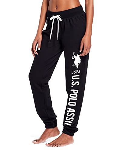 U.S. Polo Assn.. Womens Printed French Terry Boyfriend Jogger Sweatpants Black Small von U.S. POLO ASSN.