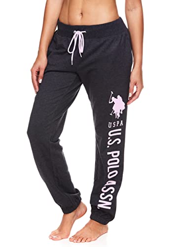 U.S. Polo Assn.. Womens Printed French Terry Boyfriend Jogger Sweatpants Dark Charcoal Heather Medium von U.S. POLO ASSN.