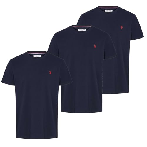 U.S. Polo ASSN. Arjun T-Shirt 3er Pack Elegant Dunkelblau T-Shirts für Herren, Dark Blue, 2XL von U.S. Polo ASSN.