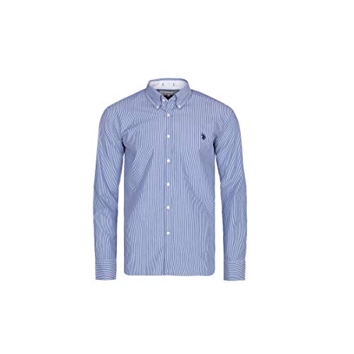 U.S. Polo Assn. Hemd für Männer – Business Hemd für Ihn – Herren Langarm Button Down Hemd – Für die Arbeit oder Freizeit – Auf die Jeans oder den Anzug (Weiß-Blau Gestreift, M) von U.S. Polo Ass.