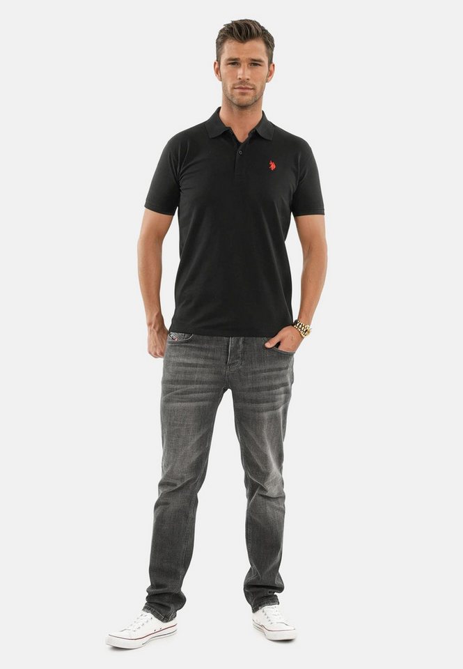 U.S. Polo Assn. Poloshirt Poloshirt USArrchie – Herren Classic Fit kurzarm mit Logo-Stickerei Mit Flachstrick-Kragen, Knopfleiste und elastischer Baumwollmischung von U.S. Polo Assn.