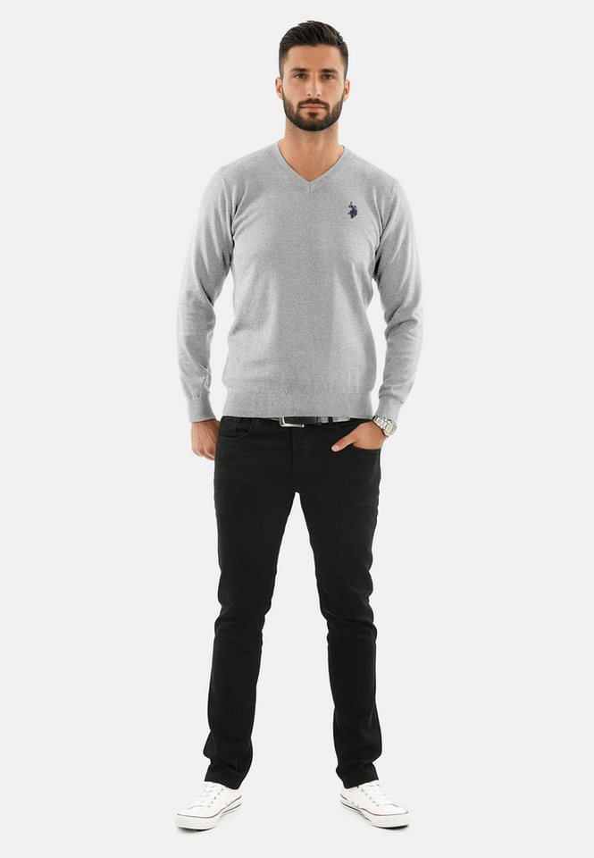 U.S. Polo Assn. V-Ausschnitt-Pullover Pullover USPhil – Herren V-Neck Classic Fit mit Logo-Stickerei Angenehme Baumwollmischung, weiches Material und sportiver Look von U.S. Polo Assn.