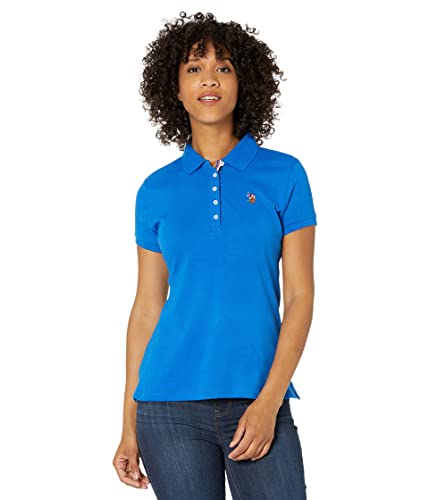 U.S. Polo Assn. Damen Solid Small Pony Interlock Poloshirt, Blau, Klein von U.S. Polo Assn.