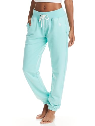 U.S. Polo Assn. Damen Sweatpants mit Taschen - French Terry Sweat Pants für Frauen - Süße Jogginghose für Frauen, Mint Heather - mit Taschen, Groß von U.S. Polo Assn.