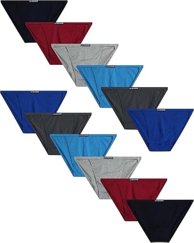 U.S. Polo Assn. Herren-Bikini-Unterwäsche – 12er-Pack String & klassischer Schnitt Herren-Slips (Größen XL-3XL, groß und groß), Rot/Blau/Heather Grey/Magenta, 12 Stück, XL Groß Hoch von U.S. Polo Assn.