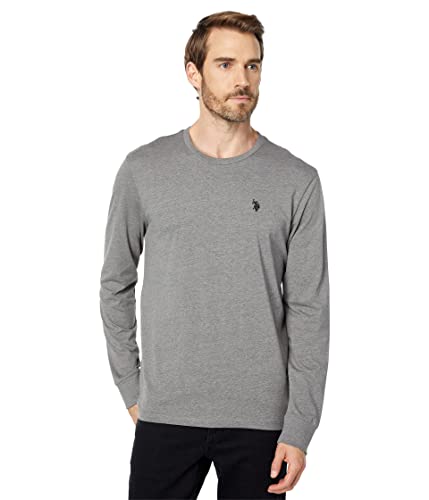 U.S. Polo Assn. Herren Langarm-T-Shirt mit Rundhalsausschnitt, Campus Heather Grey, Mittel von U.S. Polo Assn.