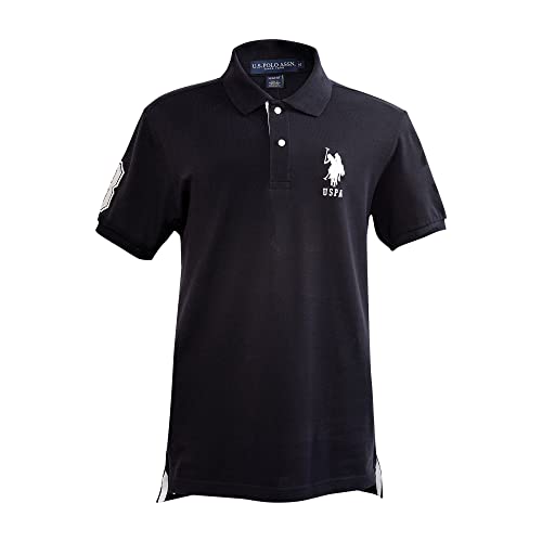 U.S. Polo Assn. Herren Poloshirt Kurzarm mit Applikation, Black/White, Klein von U.S. Polo Assn.