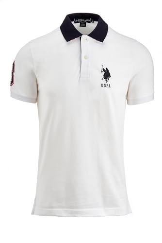U.S. Polo Assn. Herren Poloshirt Kurzarm mit Applikation, Weiß/Schwarz, L von U.S. Polo Assn.