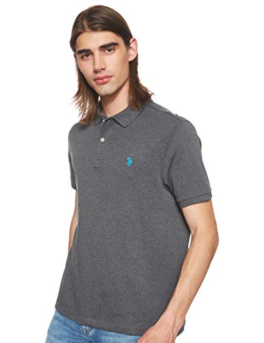 U.S. Polo Assn. Herren Solid Interlock Kurzarm-Poloshirt Polohemd, Heather Dunkelgrau, XL von U.S. Polo Assn.