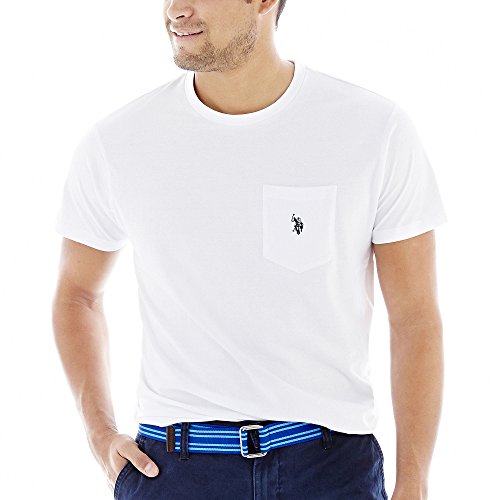 U.S. Polo Assn. Herren T-Shirt mit Rundhalsausschnitt und Taschen (Farbgruppe 1 von 2), Weiß, X-Groß von U.S. Polo Assn.
