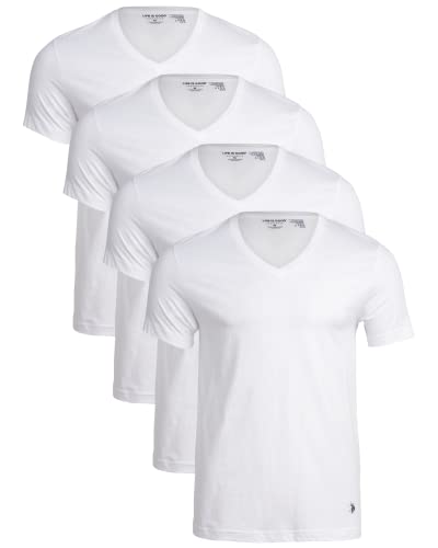 U.S. Polo Assn. Herren T-Shirt mit V-Ausschnitt (4er-Pack) - Weiß - Groß von U.S. Polo Assn.