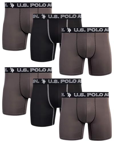 U.S. Polo Assn. Herren Unterwäsche - Performance Boxershorts (6er-Pack), Grau/Grau/Schwarz, X-Large von U.S. Polo Assn.