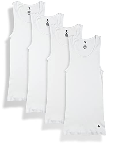 U.S. Polo Assn. Men's Undershirt - Cotton Ribbed Tank Top (4 Pack), Size Large, White von U.S. Polo Assn.