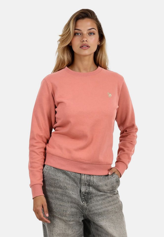 U.S. Polo Assn. Rundhalspullover U.S. POLO ASSN. Damen Sweatshirt Pullover P-016 Darkrose-Beige - Größe von U.S. Polo Assn.