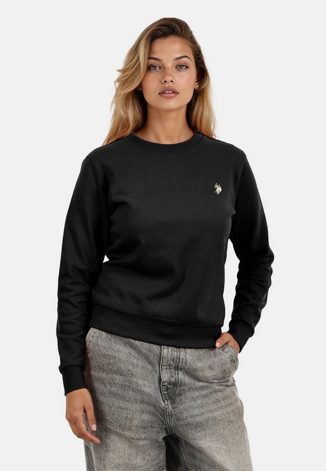 U.S. Polo Assn. Rundhalspullover U.S. POLO ASSN. Damen Sweatshirt Pullover P-016 Schwarz-Beige - Größe von U.S. Polo Assn.