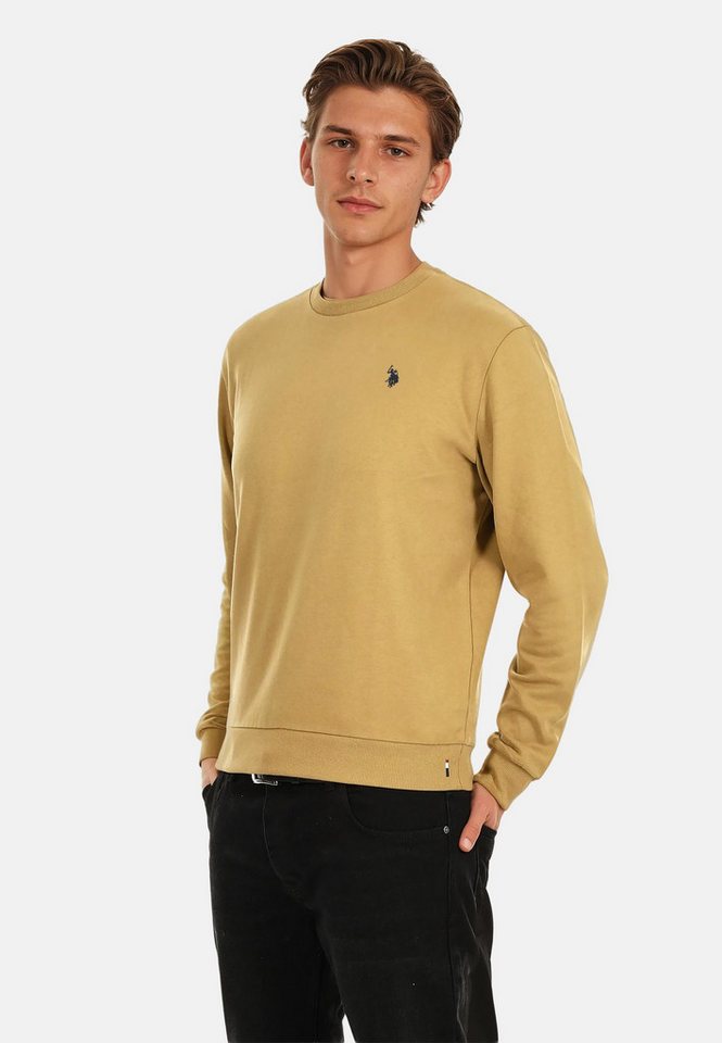 U.S. Polo Assn. Rundhalspullover U.S. POLO ASSN. Herren Sweatshirt Pullover P-015 Beige-Navy - Größe von U.S. Polo Assn.