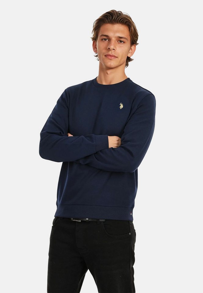 U.S. Polo Assn. Rundhalspullover U.S. POLO ASSN. Herren Sweatshirt Pullover P-015 Navy-Beige - Größe von U.S. Polo Assn.
