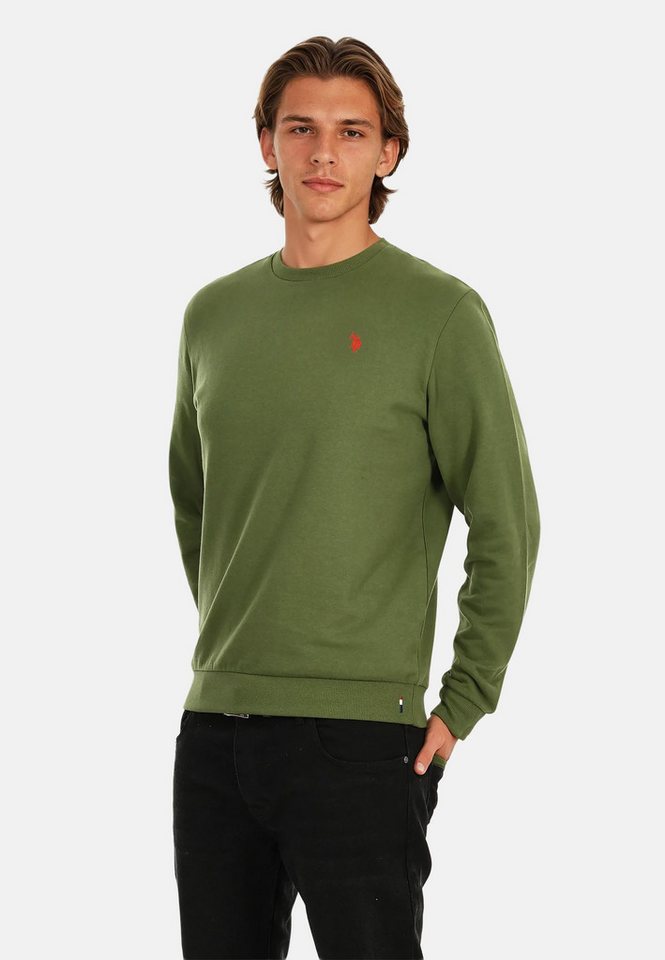 U.S. Polo Assn. Rundhalspullover U.S. POLO ASSN. Herren Sweatshirt Pullover P-015 Olive-Rust - Größe von U.S. Polo Assn.