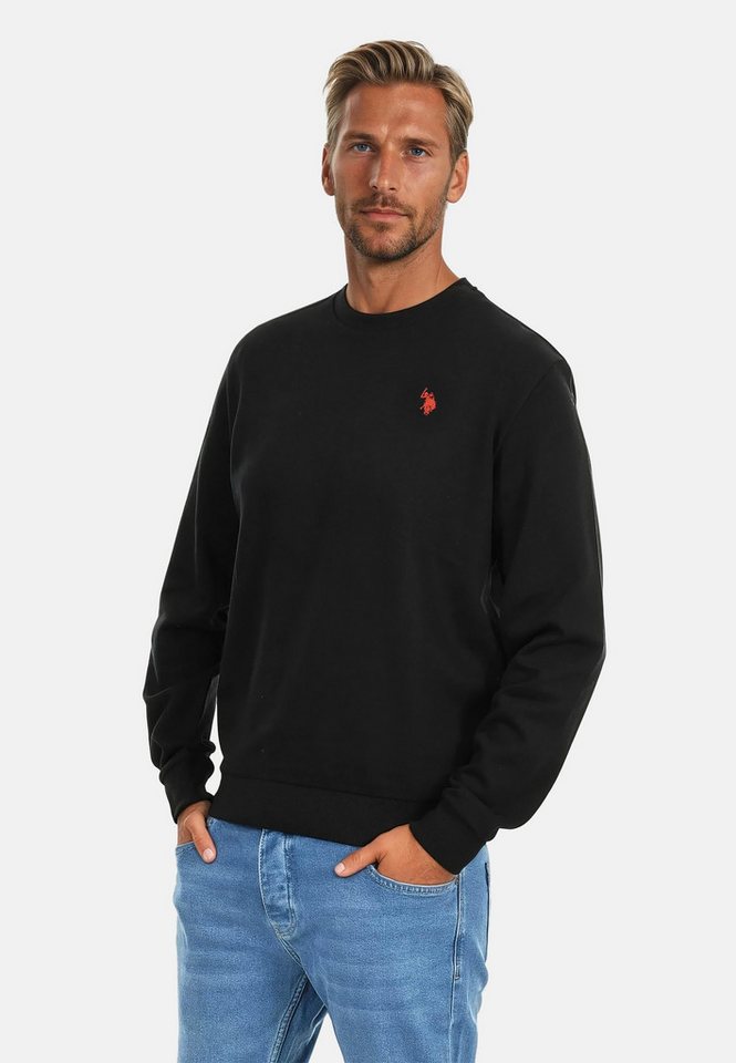 U.S. Polo Assn. Rundhalspullover U.S. POLO ASSN. Herren Sweatshirt Pullover P-015 Schwarz-Rust - Größe von U.S. Polo Assn.