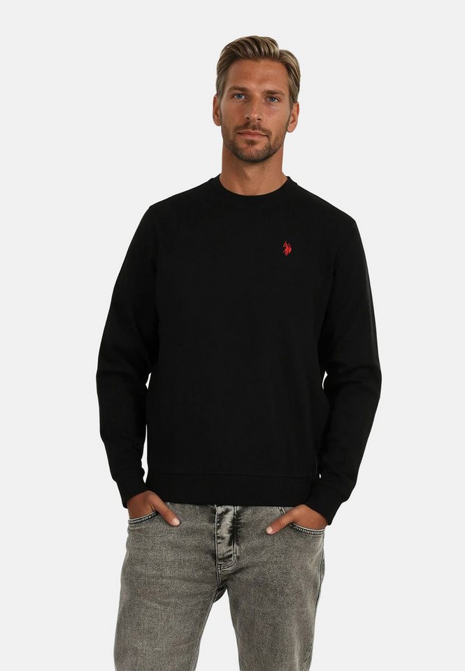 U.S. Polo Assn. Rundhalspullover Pullover USKiaan – Herren Sweatshirt mit Rundhalsausschnitt Baumwoll-Viskose-Mix, weich, atmungsaktiv und mit Logo-Stickerei von U.S. Polo Assn.