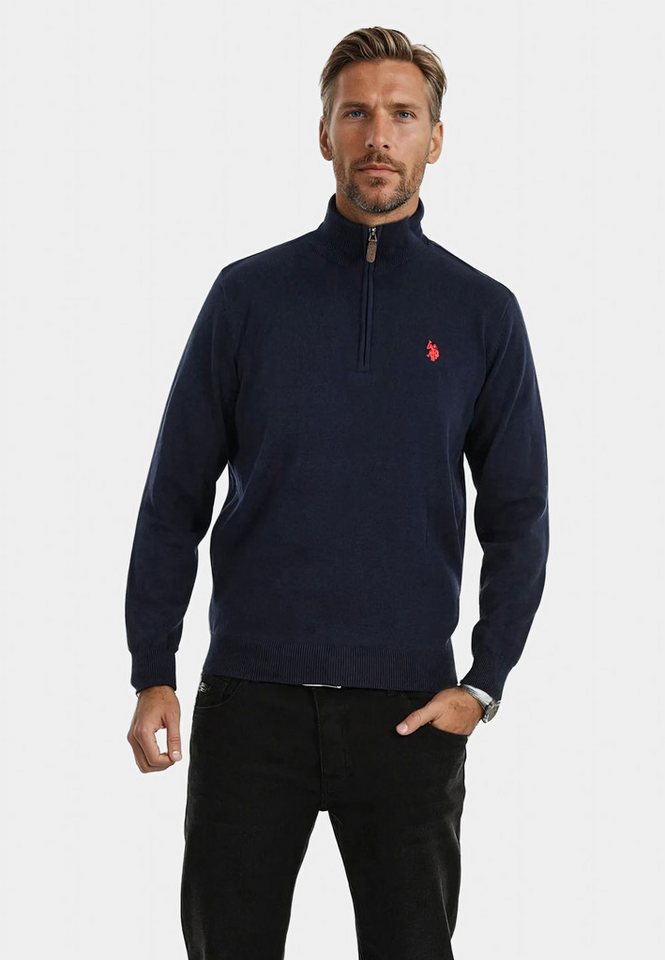 U.S. Polo Assn. Stehkragenpullover U.S. POLO ASSN. Herren Pullover Half Zip P-010 Navy-Rot Größe M - Gr.M von U.S. Polo Assn.