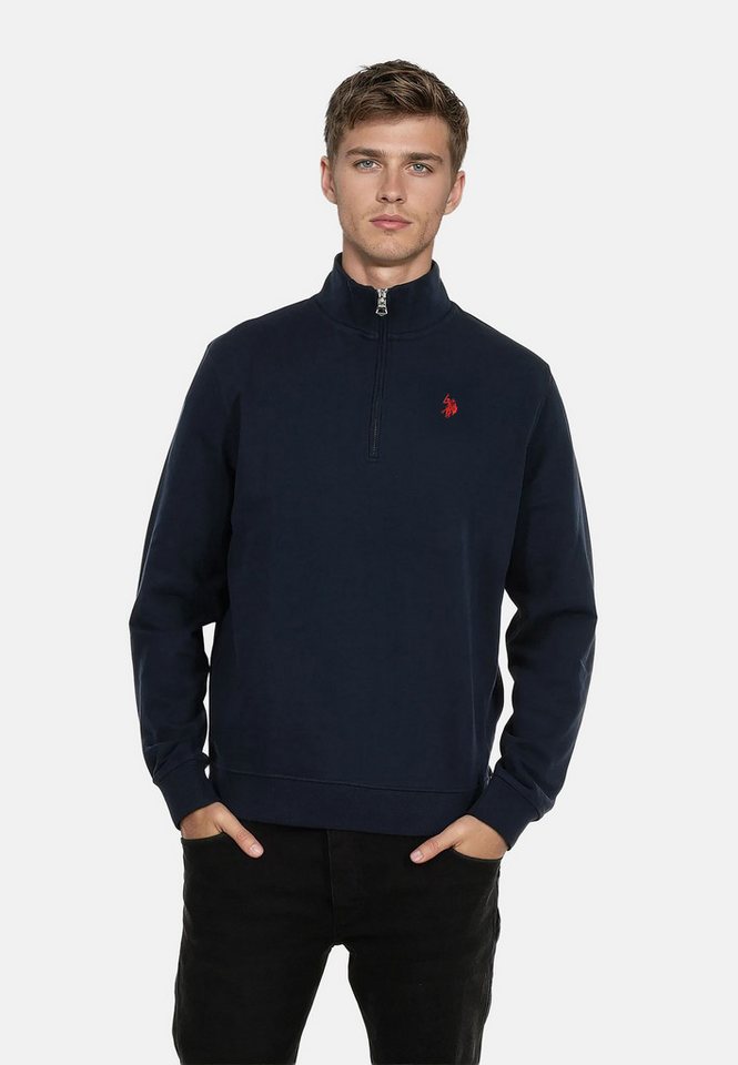 U.S. Polo Assn. Stehkragenpullover Pullover USKiaan – Herren Sweatshirt mit Rundhalsausschnitt Baumwoll-Viskose-Mix, weich, atmungsaktiv und mit Logo-Stickerei von U.S. Polo Assn.