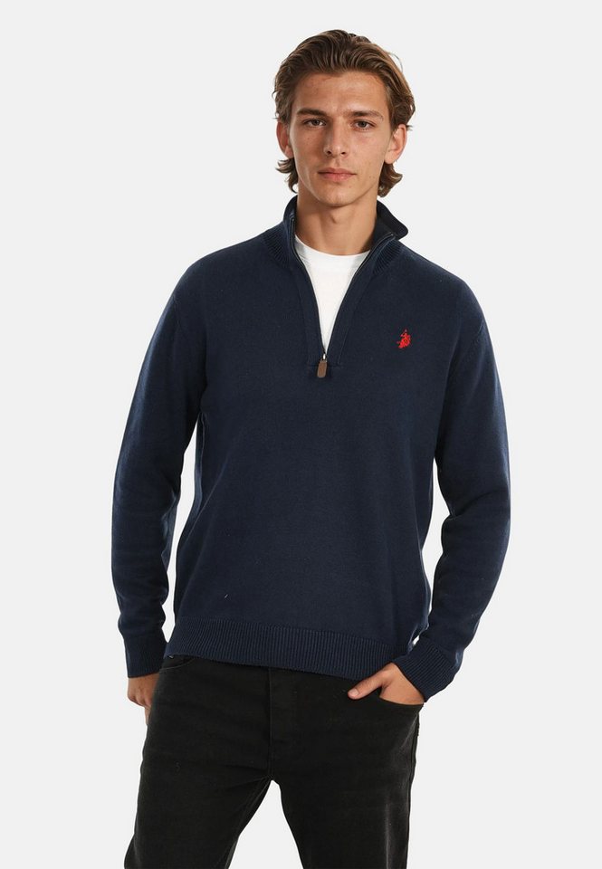 U.S. Polo Assn. Stehkragenpullover U.S. POLO ASSN. Herren Pullover Troyer P-011 Navy-Rot - Größe XXL - von U.S. Polo Assn.