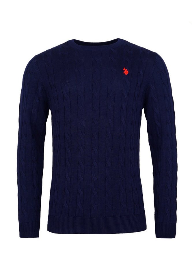 U.S. Polo Assn. Strickpullover Pullover Rundhals Feinstrick Zopfmuster (1-tlg) von U.S. Polo Assn.