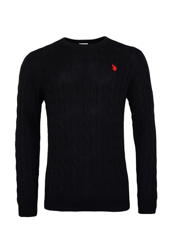 U.S. Polo Assn. Strickpullover Pullover Rundhals Feinstrick Zopfmuster (1-tlg) von U.S. Polo Assn.