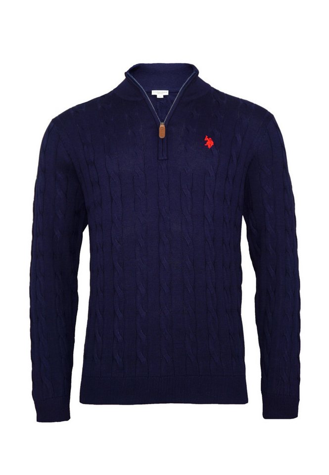 U.S. Polo Assn. Strickpullover Pullover Troyer Half Zip Zopfmuster (1-tlg) von U.S. Polo Assn.