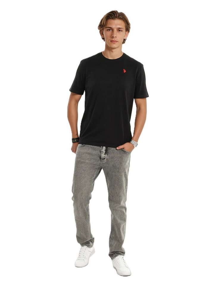U.S. Polo Assn. T-Shirt U.S. POLO ASSN. Herren T-Shirt Basic P-012 Schwarz-Rot Größe L - Gr.L von U.S. Polo Assn.