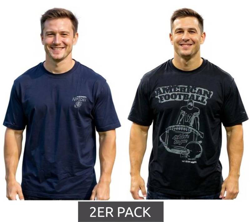 2er Pack U.S. SPORT AMERICA Herren T-Shirt Basic Baumwoll-Shirt Rundhals-Shirt Kurzarm Blau/Schwarz von U.S. SPORT AMERICA