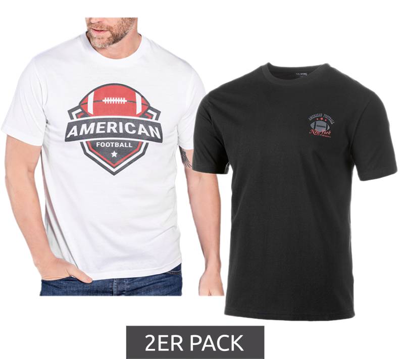 2er Pack U.S. SPORT AMERICA Herren T-Shirt Basic Baumwoll-Shirt Rundhals-Shirt Kurzarm Schwarz/Weiß von U.S. SPORT AMERICA