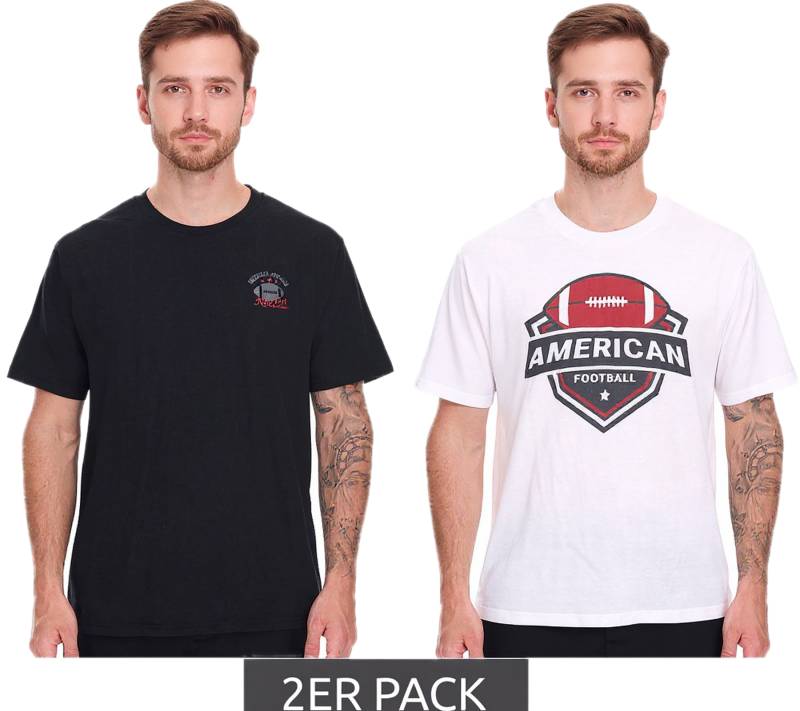 2er Pack U.S. SPORT AMERICA Herren T-Shirt Basic Baumwoll-Shirt Rundhals-Shirt Kurzarm Schwarz/Weiß von U.S. SPORT AMERICA